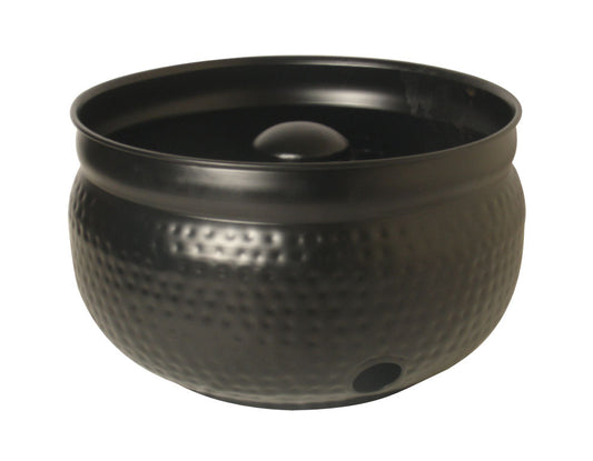 18 Inch - Round Hammered Hose Pot In Black