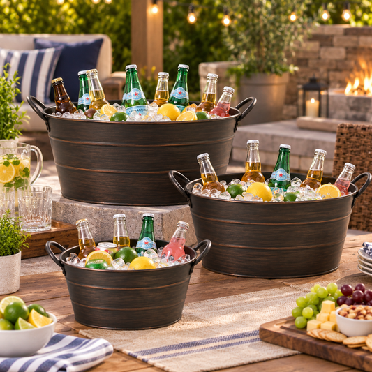 Combo - Metal Oval Beverage Tub Small + Medium + Large