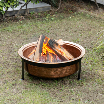29 Inch - Round Hammered Copper Fire Pit