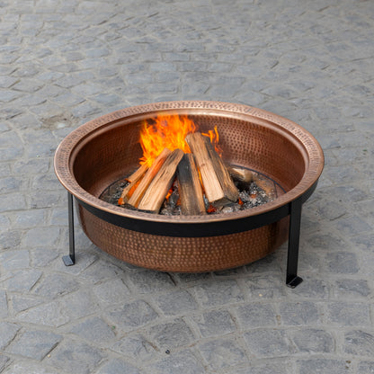 29 Inch - Round Hammered Copper Fire Pit