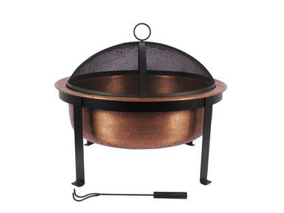 29 Inch - Round Hammered Copper Fire Pit