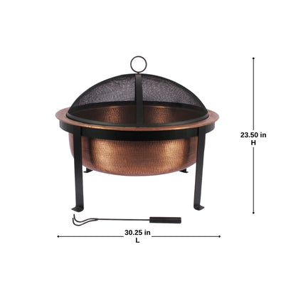 29 Inch - Round Hammered Copper Fire Pit