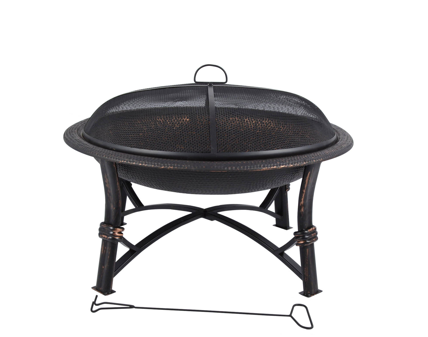 29 Inch - Round Hammered Fire Pit In Black