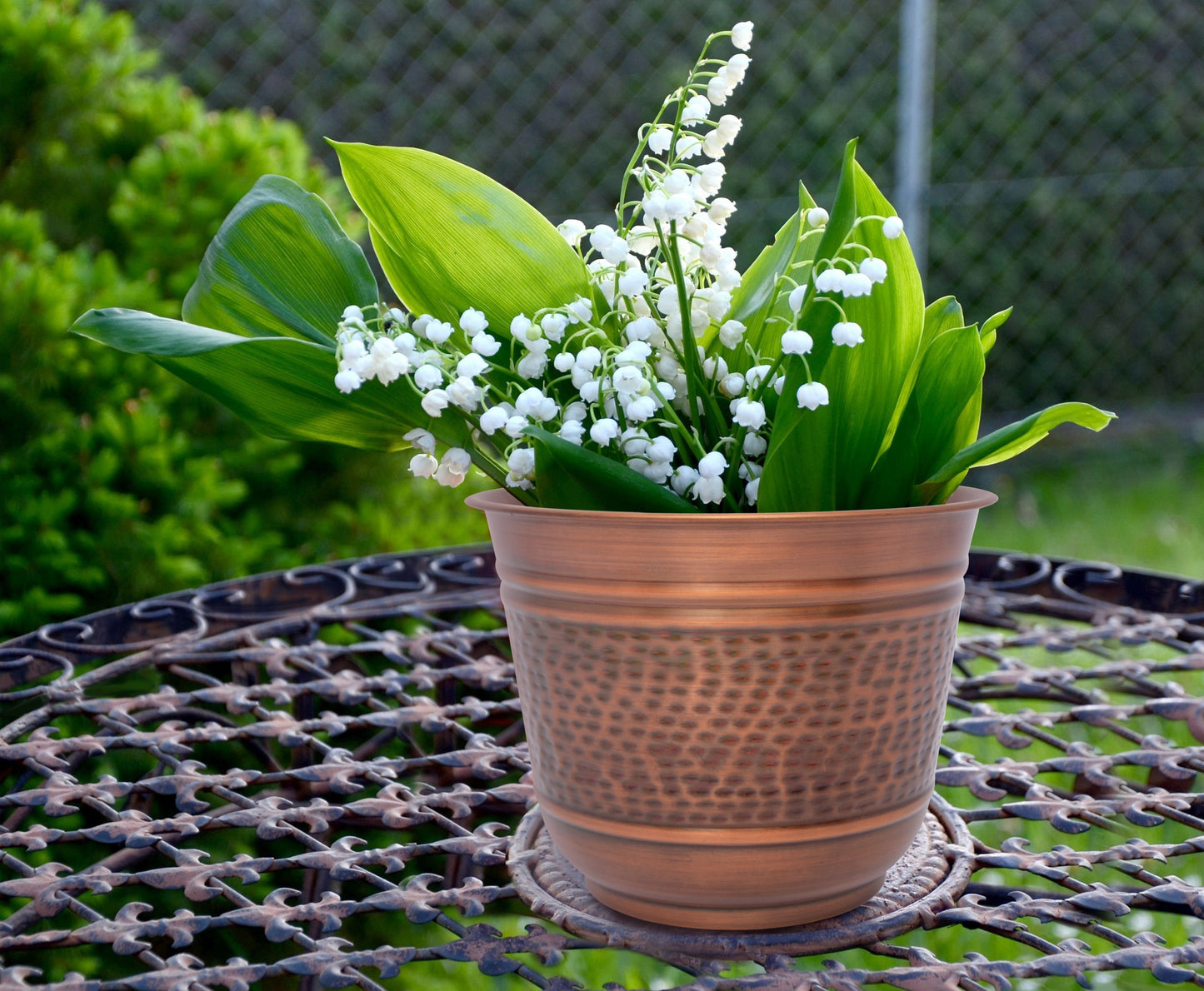 Antique Copper Round Metal Planter