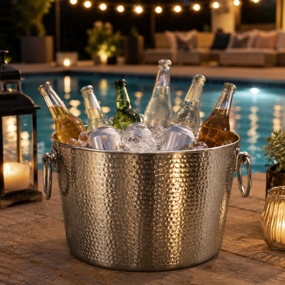 Double Wall Hammered Stainless Steel Beverage Tub - Capacity 12Oz