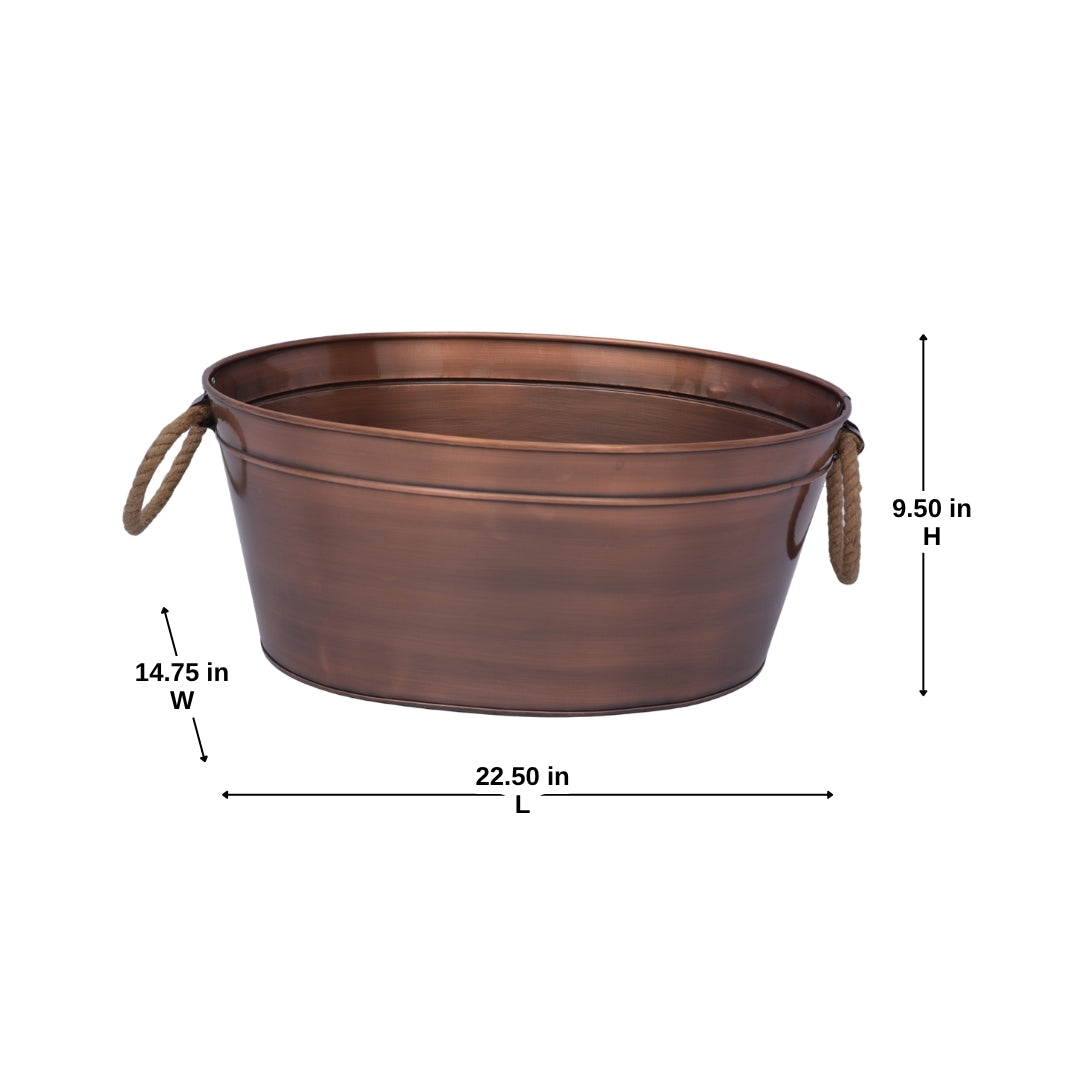 Oval Beverage Tub With Jute Handle