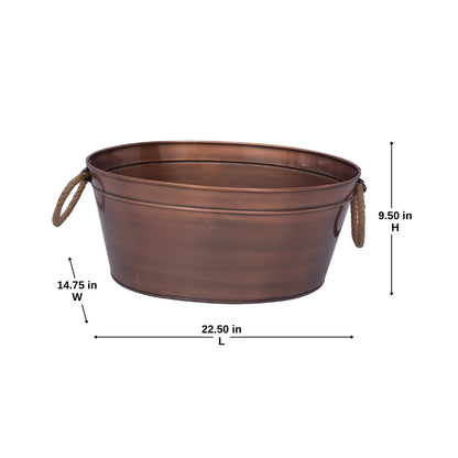 Oval Beverage Tub With Jute Handle