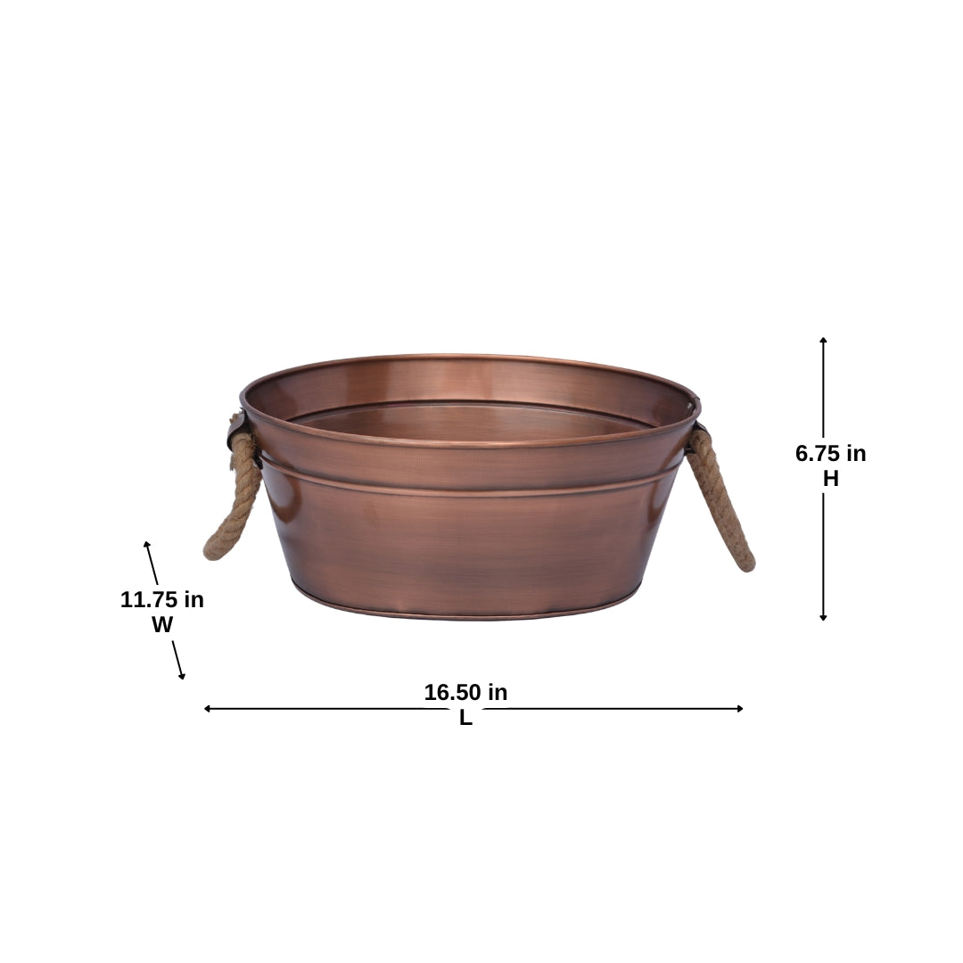 Oval Beverage Tub With Jute Handle