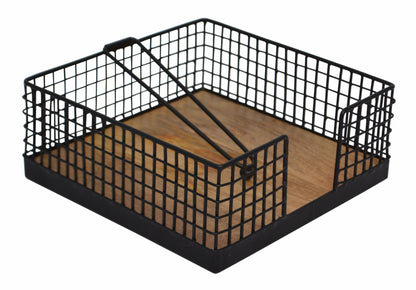 Iron Napkin Holder With Mdf Wooden Base
