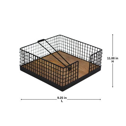 Iron Napkin Holder With Mdf Wooden Base