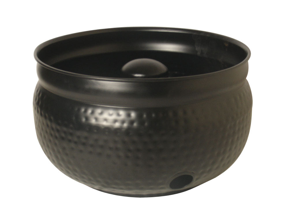 18 Inch - Round Hammered Hose Pot In Black