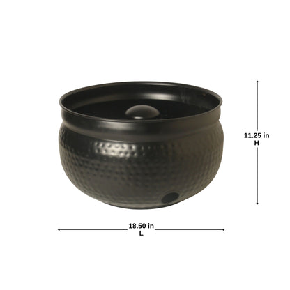 18 Inch - Round Hammered Hose Pot In Black
