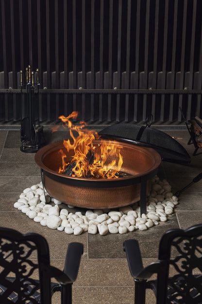 29 Inch - Round Hammered Copper Fire Pit