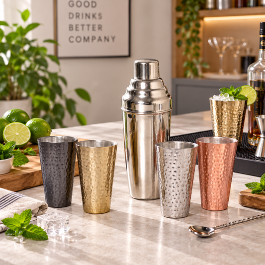 Combo - Assorted Tumblers - Set Of 6 + Jumbo Cocktail Shaker
